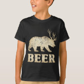Bear Deer Vintage Beer  Tシャツ (正面)