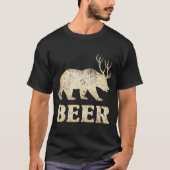 Bear Deer Vintage Beer  Tシャツ (正面)