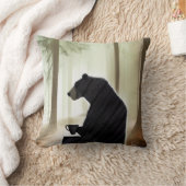 Bear Drink Coffee in the Woods クッション (ブランケット)