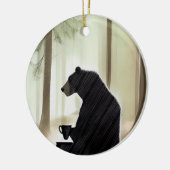 Bear Drink Coffee in the Woods セラミックオーナメント (左)