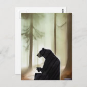 Bear Drink Coffee in the Woods ポストカード (正面/裏面)