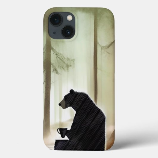 Bear Drink Coffee in the Woods Case-Mate iPhoneケース (裏面)