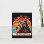Bear Drinking Beer Outdoor Funny Grizzly Hiking  カード (正面)