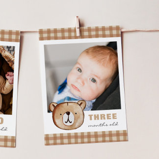 Bear Editable Monthly Photo Bannerカード 招待状