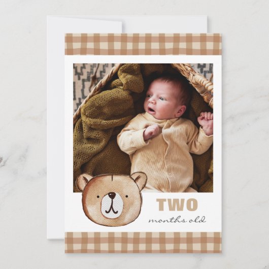 Bear Editable Monthly Photo Bannerカード 招待状 (正面)