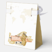 Bear Explorer World Map Airplane Boy Baby Shower  フェイバーボックス (裏面)