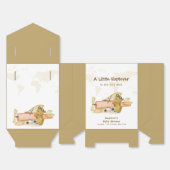 Bear Explorer World Map Airplane Boy Baby Shower  フェイバーボックス (見開き)