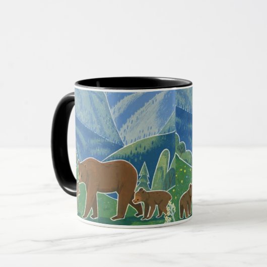 Bear Family in the Valley Mug マグカップ (正面左)