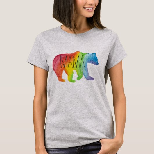Bear Family Pride Watercolorによってママのリラックスされる適当なティー Tシャツ (正面)