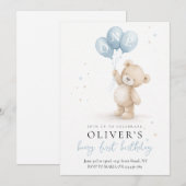 Bear First Birthday Invitation 招待状 (正面/裏面)