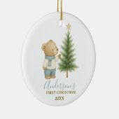 Bear First Christmas Keepsake for Baby Boy セラミックオーナメント (右)