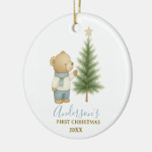 Bear First Christmas Keepsake for Baby Boy セラミックオーナメント (左)