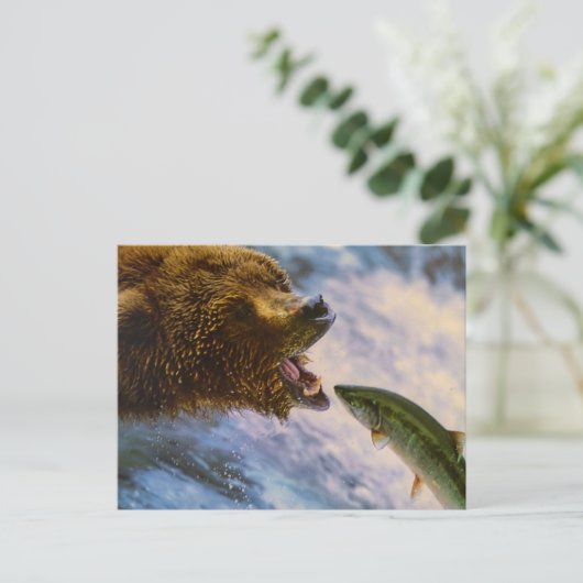 BEAR FISH WILD ANIMAL POSTCROSSING ポストカード (スタンド正面)