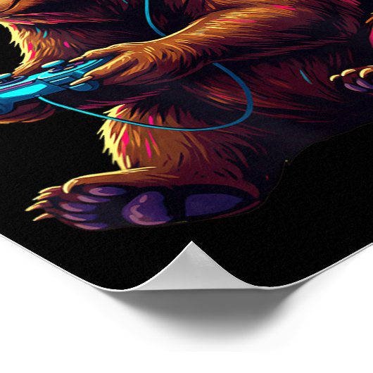 Bear Gaming Animal Video Games Funny Bear  ポスター (角)