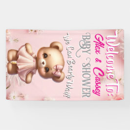 Bear Girl Baby Shower Banner 横断幕