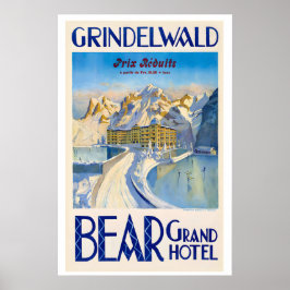 Bear Grand Hotel Grindelwald Switzerland Vintage ポスター