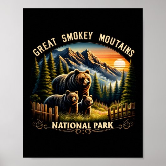 Bear Great Smokey Mountains National Park Black Be ポスター (正面)