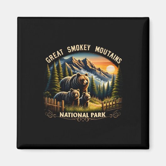 Bear Great Smokey Mountains National Park Black Be マグネット (正面)