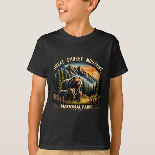 Bear Great Smokey Mountains National Park Black Be Tシャツ (正面)