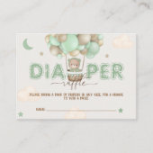 Bear Green Baby Shower Diaper Raffle エンクロージャーカード (正面)
