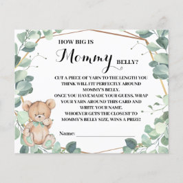 Bear Greenery How Big is Mom's Belly Shower Card チラシ