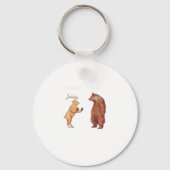 Bear Hands Oh Deer Funny Sayings Pun Gift Keychain キーホルダー (正面)