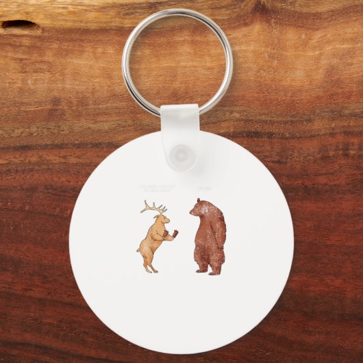 Bear Hands Oh Deer Funny Sayings Pun Gift Keychain キーホルダー (正面)