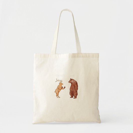 Bear Hands Oh Deer Funny Sayings Pun Gift Tote Bag トートバッグ (正面)