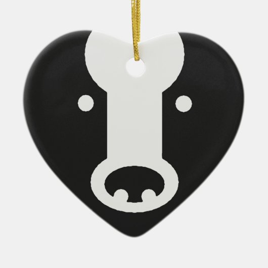 Bear Heart - 裏面にカスタム年号 セラミックオーナメント (正面)
