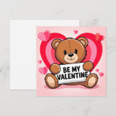 Bear hearts Be my Valentine シーズンカード (正面/裏面)