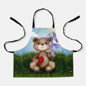 Bear Holding Bouquet Flower-30926 エプロン (正面)