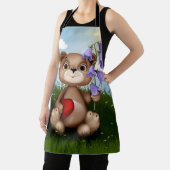 Bear Holding Bouquet Flower-30926 エプロン (インサイチュ)