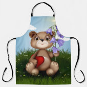 Bear Holding Bouquet Flower-30926 エプロン (正面)