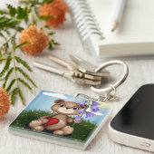 Bear Holding Bouquet Flower-30926 キーホルダー (正面右)