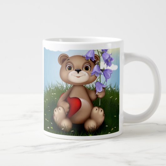 Bear Holding Bouquet Flower-30926 ジャンボコーヒーマグカップ (右)