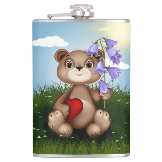 Bear Holding Bouquet Flower-30926 フラスク (正面)