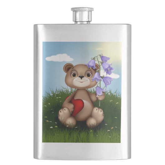Bear Holding Bouquet Flower-30926 フラスク (正面)