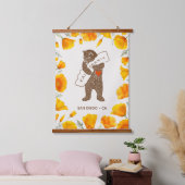 Bear Hugging California Map Poppies Custom 吊り下げ型タペストリー (寝室)