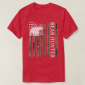 Bear Hunter American Flag Bear Hunting Lover237  Tシャツ (デザイン正面)
