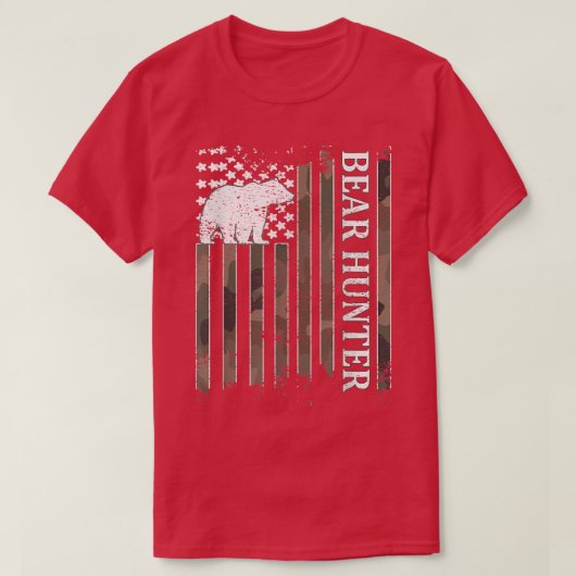 Bear Hunter American Flag Bear Hunting Lover237  Tシャツ (デザイン正面)