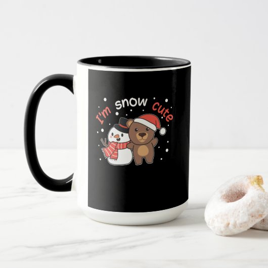 Bear I'm Snow Cute Snowman Snow Pun マグカップ (ドーナツ付き)