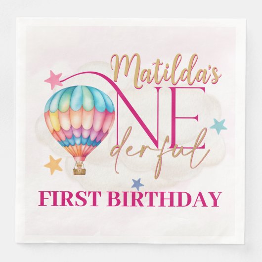 Bear in a Balloon Standardパーティーナプキン (正面)