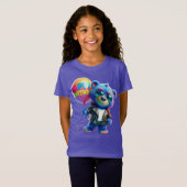  Bear in a Leather Jacket, Happy Birthday, by Nata Tシャツ (正面フル)