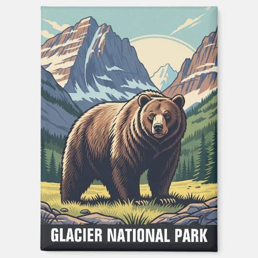 Bear in Glacier National Park Montana マグネット (正面)