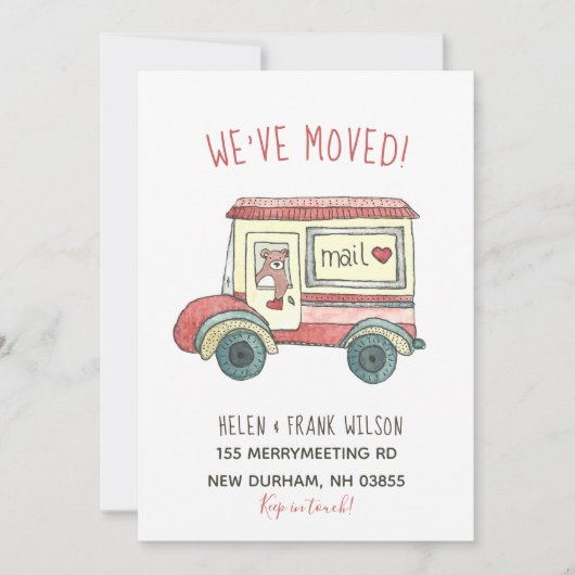 Bear in Mail Truck新しいアドレス 案内状 (正面)