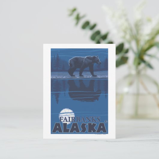 Bear in Moonlight – アラスカ,フェアバンクス ポストカード (スタンド正面)
