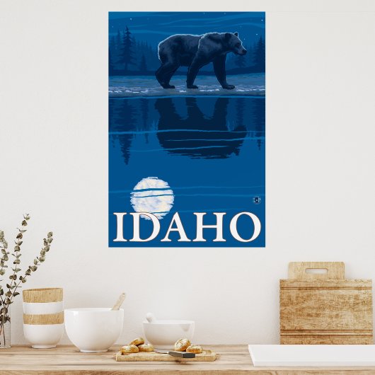 Bear in Moonlight - Idaho ポスター (キッチン)