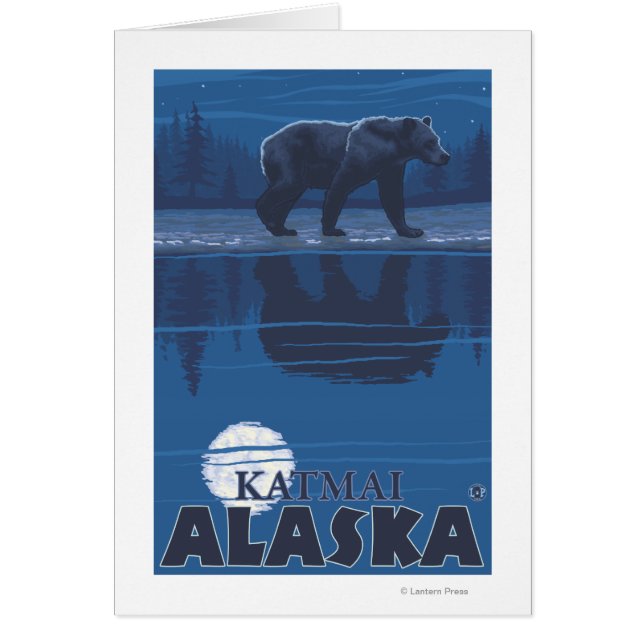 Bear in Moonlight - Katmai，アラスカ (正面)