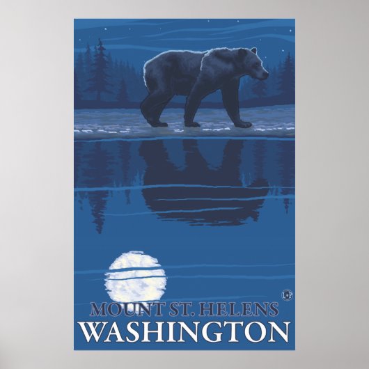 Bear in Moonlight - Mount St. Helens, Washington ポスター (正面)