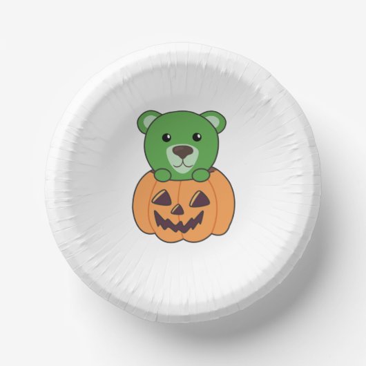 Bear In Pumpkin Sweet Bears Happy Halloween ペーパーボウル (正面)